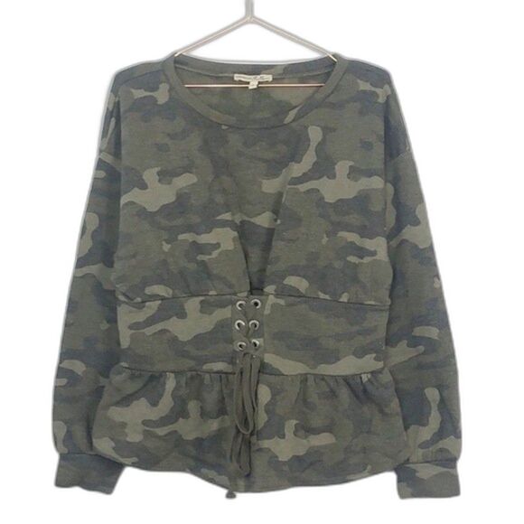 Expres Bustier Waist Camo Sweatshirt EUC Medium - Picture 1 of 8